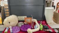 PET SUPPLIES & DECOR - SHEEP DOG FOOTSTOOL, SLOW FEEDING DISHES, TOYS, CAT PICTURE FRAME ETC