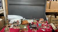 (2) BOXES OF CHRISTMAS VILLAGE PIECES - MOST ARE LIGHTED