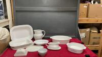 CORNINGWARE DISHES & OTHER ASSORTED WHITEWARE