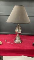 SMALL TABLE LAMP W/ DARK GREY LAMPSHADE