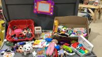 BOX W/ TOY CARS, DOLLS, BOOKS