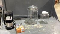 BOX W CUISINART 4-CUP COFFEE MAKER, LARGE GLASS CANNISTER, VINTAGE JAR