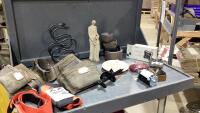 BOX W/ TOOL BELT, MOVING STAPS, BRIGGS STARTER MOTOR, CLOCK, SAFETY LIGHT