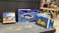 SHELF #5 - INFLATABLES- RIVER BOAT, YELLOW DUCK, CAMPING MAT