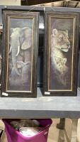 (2) CANVAS PRINTS - ELEPHANT + LION
