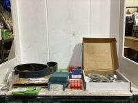 SHOP BOX OF ASSORTED BEARINGS, NAPA OIL SEALS & BELT