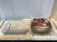(6) 12" SHELVING SUPPORTS & WATER HOSE/WASHING MACHINE