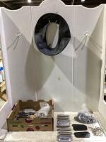 SHOP BOX W/ MIXED ELETRICAL CONDUITS + FITTINGS, BUTYL TUBE & MISCELLANEOUS