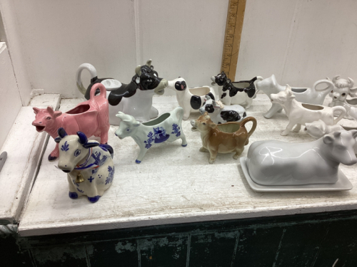 COW CREAMERS AND ONE BUTTER DISH