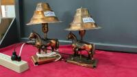 PAIR OF COPPER HORSE TABLE LAMPS