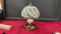 SMALL DESK LAMP W/ GLASS LAMP SHADE