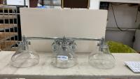 BATHROOM VANITY W/ GLASS SHADES, CHROME FRAME