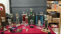 BOX OF ASSORTED RODEO AND SPORTS AWARDS
