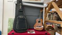 MEDALLION SMALL ACOUSTIC GUITAR W/ A PADDED HAGSTROM CASE AND GUITAR BOOK