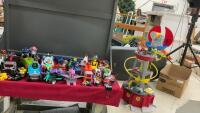 PAW PATROL TOWER + BOX OF ASSORTED VEHICLES AND CHARACTERS