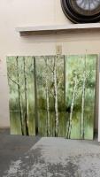 SET OF 3 BIRCH TREES ON GREEN BACK GROUNNDS