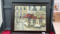 CAFE PICTURE ON BOARD IN NICE WOOD FRAME