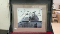 &ldquo;BASKET OF CHERRY BLOSSOMS ON RUSTIC CABINET&rdquo; PICTURE IN NICE WOOD FRAME BY PAULINE EBLE CAMPANETTI