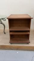 SIDE TABLE W/ 3 OPEN SIDES W/ SHELVING