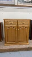 WOOD CABINET W/ 2-DRAWERS & 2-LOWER DOORS