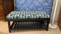 PADDED BENCH W/ ABSTRACT. PATTERNED TOP