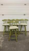 (4) GREEN COUNTER HEIGHT CHAIRS - CUSHIONED