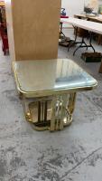 MIRRORED TOPPED BRASS COFFEE TABLE