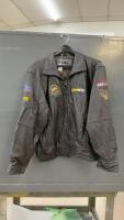 MOUNTAINEER OUTER WEAR LEATHER JACKET W/ CCA FINALS RODEO PATCH