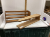 2 - PIECES - WOOD KNICK KNACK SHELF AND SLEEVE IRONING BOARD