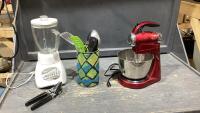 (2)BOXES - OSTER BLENDER + BETTY CROCKER MIXER, KITCHEN UTENSILS