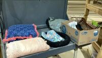 (2)BOXES - HANGERS, THROW PILLOWS, STEERING WHEEL COVER