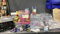 (2)BOX + CASE W/ ASSORTED BEADS, WIRE, TOOLS, CORDS
