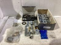 SHOP BOX OF MISCELLANEOUS W/ MIXED BOLTS, FITTINGS, WASHERS & NUTS