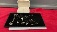 (1) RING STAMPED 18KGE AND OTHER COSTUME JEWELRY IN SMALL JEWELRY HOLDER