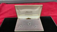 VINTAGE KREMENTZ HEART SHAPED NECKLACE & EARRING SET - 14KT ROLLED GOLD OVERLAY