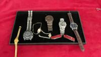 COLLECTION OF WATCHES & (2) SMALL POCKET KNIVES