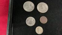 (5) USA COINS - 1942 DIME, (2) 1976 HALF DOLLARS, 1976 QUARTER, 1941 PENNY