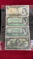 SET OF (4) CANADA DOLLAR BILLS - 1937, 1954, 1967, 1973
