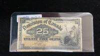 DOMINION OF CANADA .25 CENT SHINPLASTER