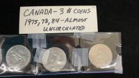 (3) CANADA ONE DOLLAR COINS - 1975/78/84