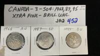 (3) CANADA 50 CENT PIECES - 1968/87/95