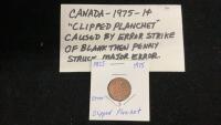 1975 CANADA PENNY - CLIPPED PLANCHET