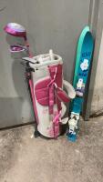BARBIE GOLF BAG W/ (3) CLUBS & ELAN TODDLER SKIS