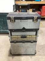 STANLEY 2-WHEEL TOOL BOX W/ CONTENTS+