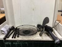 MAINSTAYS OSCILLATING STAND FAN 16" & AN INTERTEK STAND FAN - MISSING ONE LEG