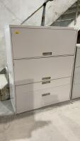 4- DRAWER LATERAL FILING CABINET W/ SOME HANGING FILES