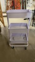 PURPLE 3-TIER METAL ROLLING CART