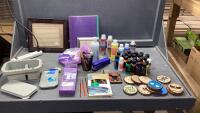 BOX W/ PAINTS, SPONGES, WIRE COILING GIZMO,