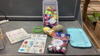 FLAT W/EMBROIDERY BOOKS AND THREAD