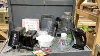 (2)BOXES - MIXING BOWLS, TOASTER, ELECTRIC KETTLE, DISPENSER JAR,CASSEROLE DISH,